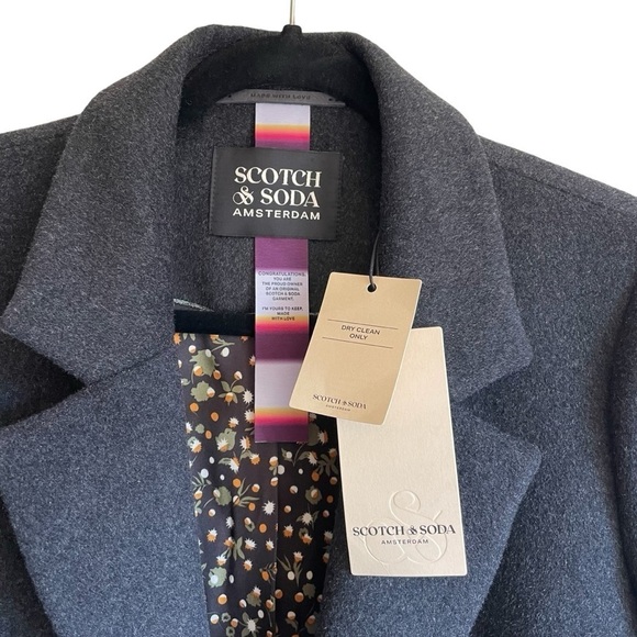 Scotch & Soda Classic Tailored Wool Blend Longline Lined Coat 0606 Grey Melange - Picture 4 of 14